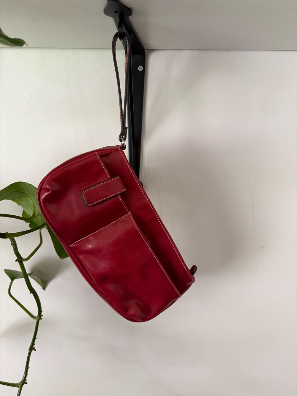 Sleek Red Wristlet Bag with Strap